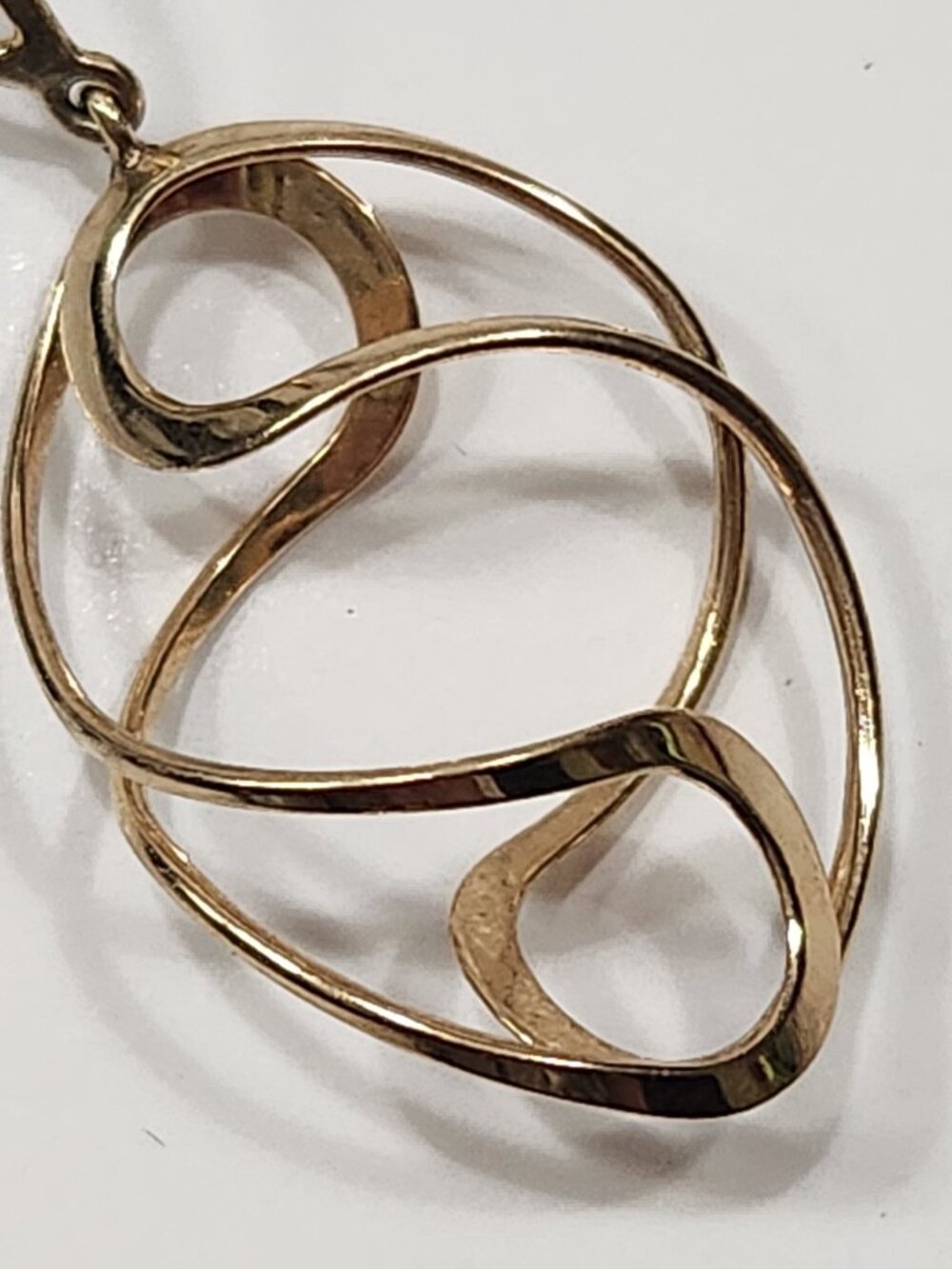 Gorgeous Vintage 90s 14K Solid Gold Freeform 3D Open Twist Dangle Drop Earrings - Picture 4 of 5